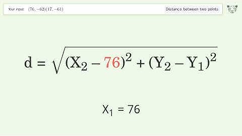 Find the distance between two points p1 (76,-62) and p2 (17,-61): Step-by-Step Video Solution