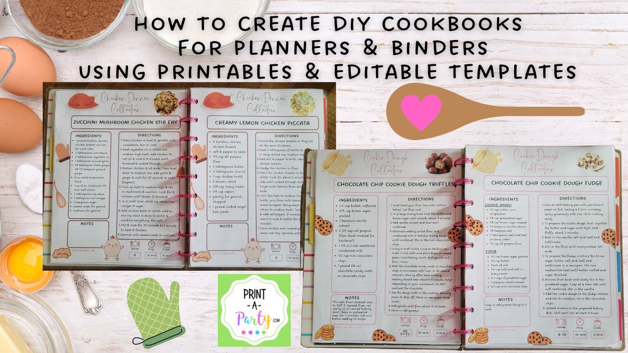 Create your own DIY Cookbook using printables and editable