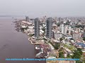 Vue arienne du fleuve congo et le tour jumelle de kinshasa