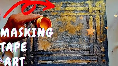 Masking Tape Painting On Canvas | Gold Abstract Painting with Masking Tape Techniques For Beginners