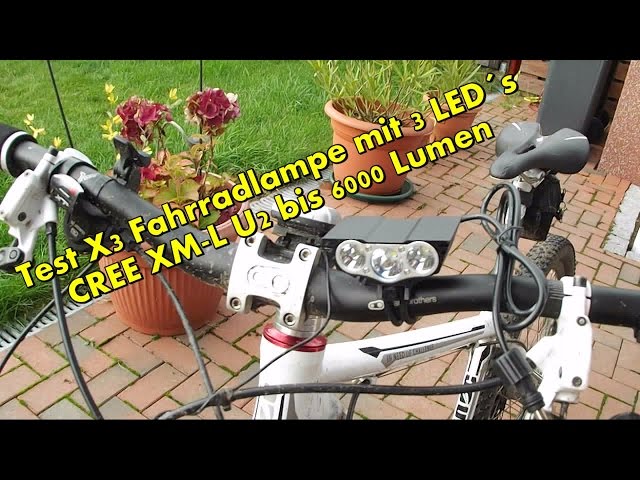 BL03, LED 1200 mAh Akku Fahrradlicht, Fahrrad Fahrradlampe, Fahrradleuchte  vorne, 2 XM-L T6 CREE-LEDs, 1000 lm, 6 Lichtmodi