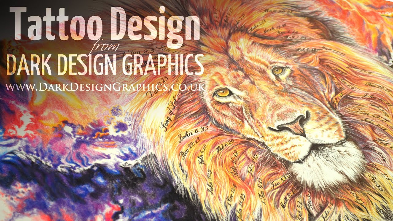Biblical Space Lion Full Colour Tattoo Design Dark Design Graphics