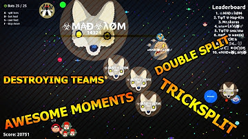 AWESOME MOMENTS || DESTROYING TEAMS IN AGARIO + TRICKSPLIT, DOUBLE SPLIT