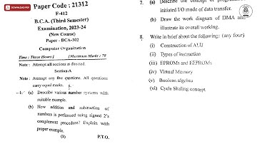 BCA 3RD SEM COMPUTER ORGANIZATION 2024 | MJPRU