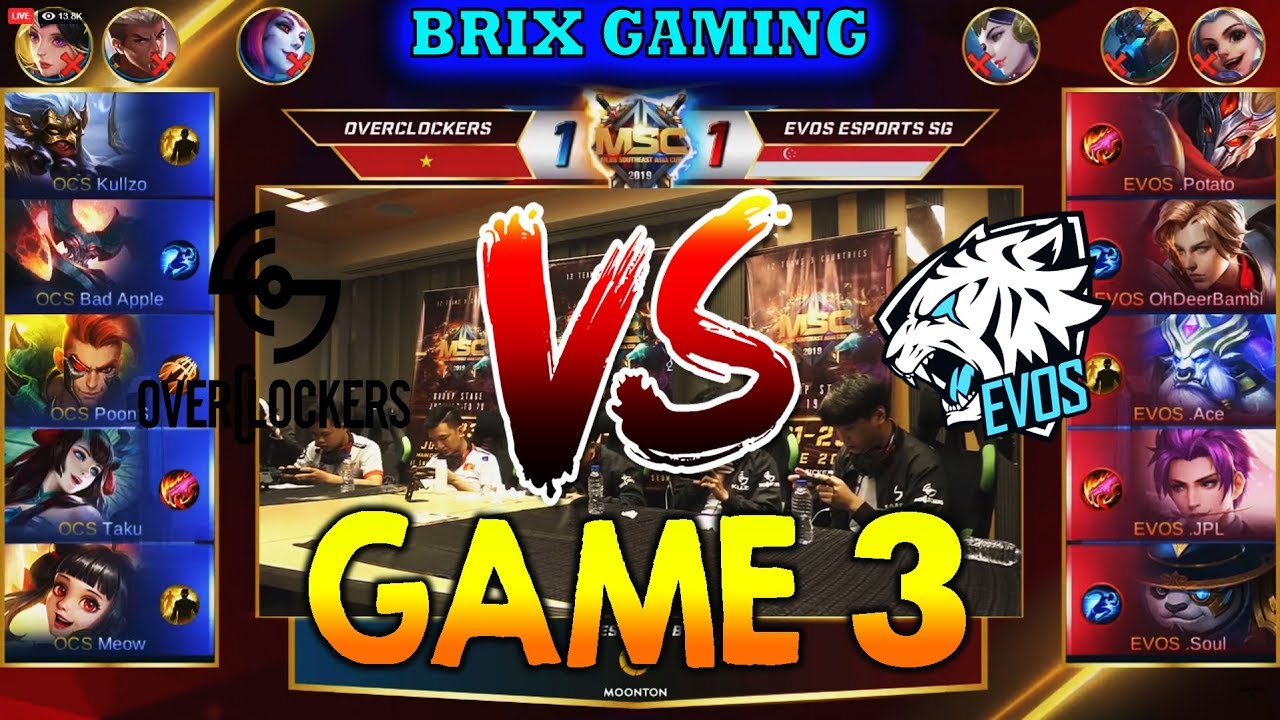 EVOS Esports SG vs Overclockers Game 3 - MSC 2019 Day 1 Group Stage - Mobile Legends