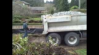 Here Comes The Dump Truck!  Dumping Rock At Construction Site In The Driveway Of Our New House