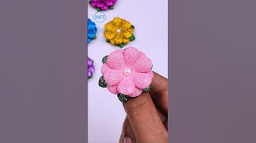Step-by-Step Glitter Foam Sheet Flower 🌸 Easy DIY Craft Tutorial #flowers #holiday #craft #shorts