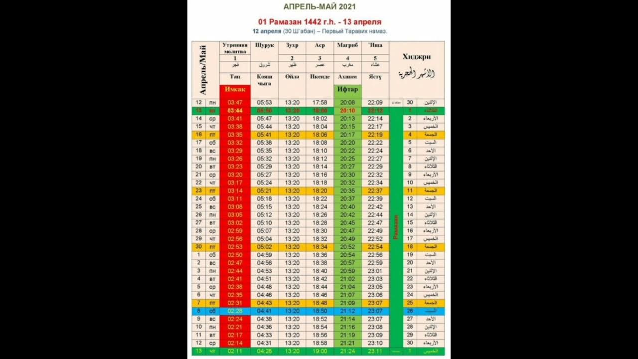 рамазон таквими.