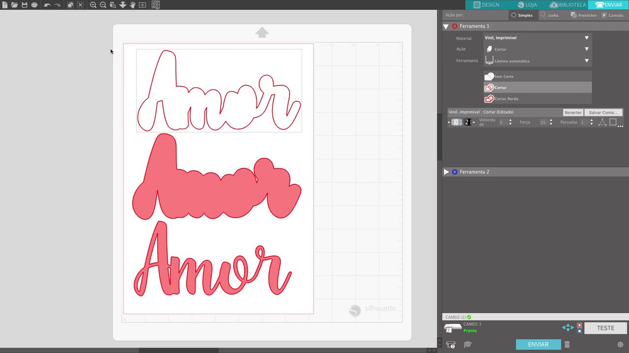 SILHOUETTE STUDIO - Cortando e deslocando texto