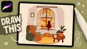 How to Draw a Cozy Fall Room Illustration | Easy Procreate Tutorial