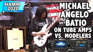 Michael Angelo Batio talks tube amps vs modelers Sawtooth Booth NAMM