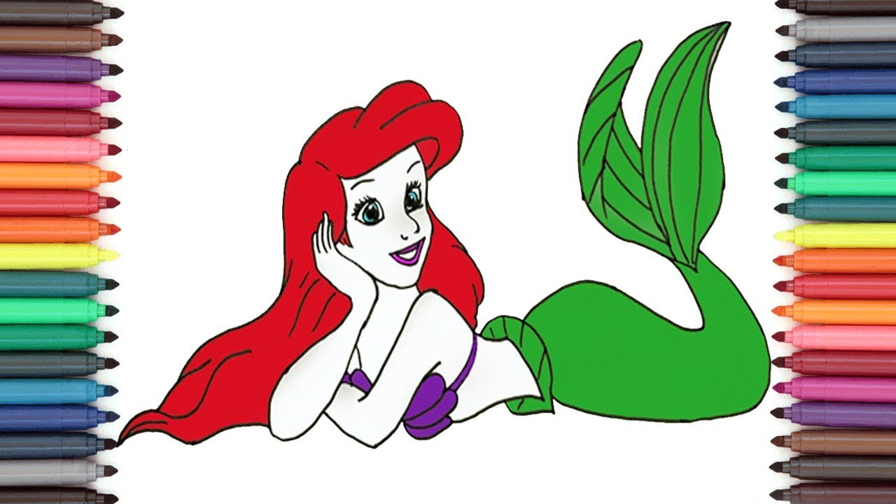 Drawing Mermaid For Kids From The Little Mermaid Cartoon Step By Step |  EASY DRAWING TUTORIAL - YouTube