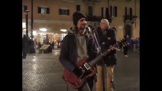 Time, Money, Pink Floyd lover at lead guitar and voice, Piazza Navona, Rome, Italy
