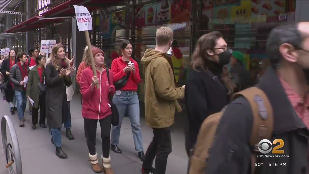 Union members at the New York Times stage 24-hour strike