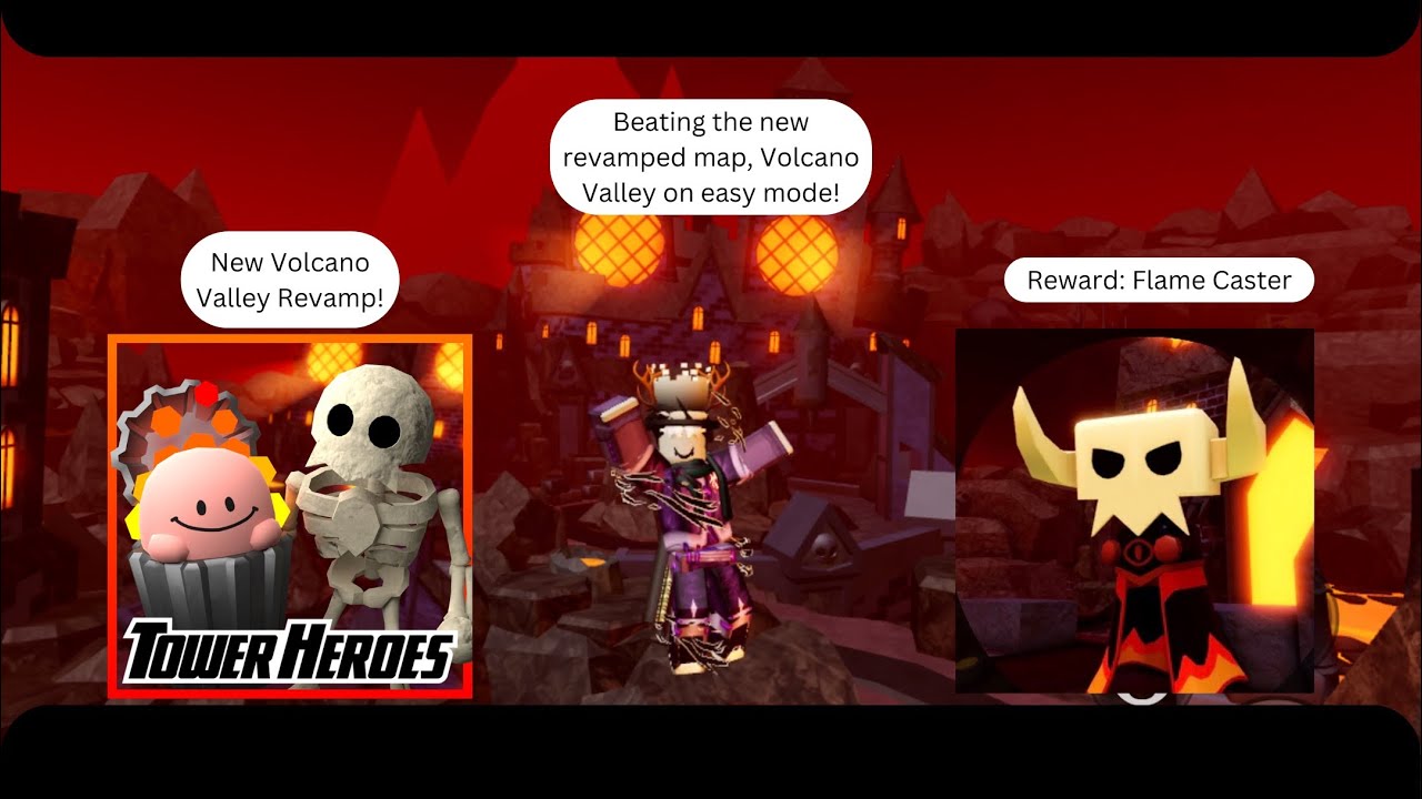 Defeating Fracture on the new revamped map: Volcano Valley! | Roblox Tower Heroes