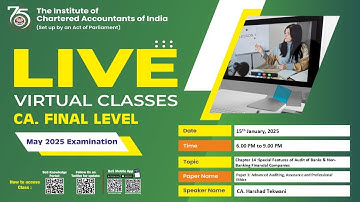 Final Paper 3: AAA&PE | Topic: Chapter 14 :Special Features of Audit of...| Session 2 | 15 Jan, 2025