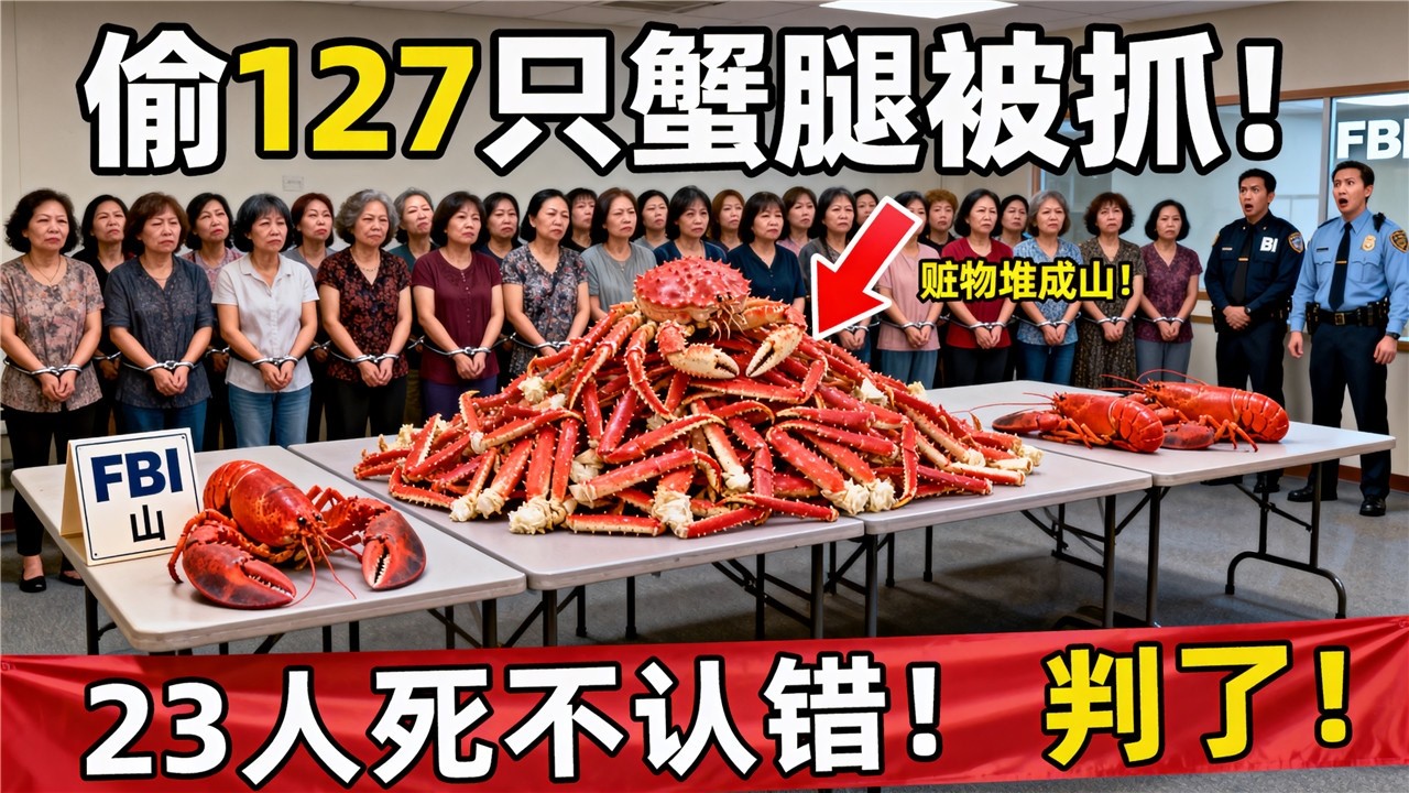 23名中国大妈在拉斯维加斯自助餐厅'团队作战'偷食物！被抓时包里搜出127只蟹腿、43只龙虾！FBI介入后发现惊天大案！主犯判5年、追缴18万、永久遣返！