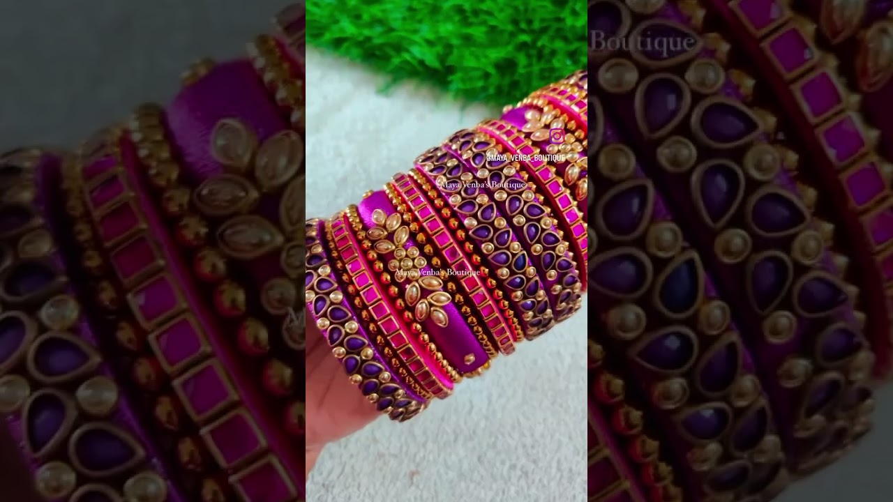Pink with Purple Kundan bangles | Silkthread Kundan Bridal Bangles | Maya Venba’s Boutique