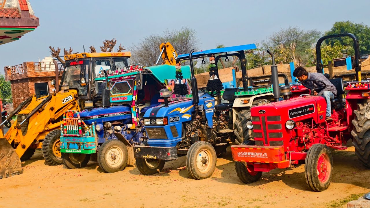 JCB 3dx Eco Loading Mud in Trolly Mahindra 575 | Farmtrac 60 | Kubota Models Making for Home | #jcb