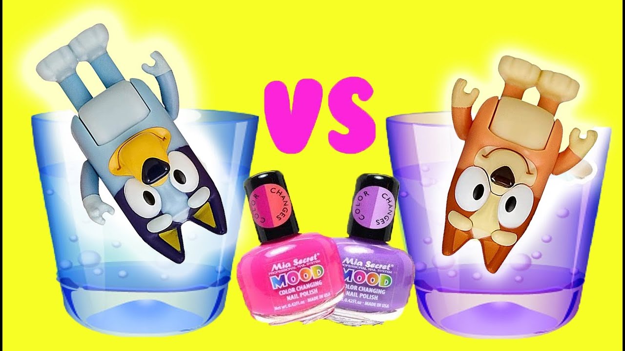 Bluey and Bingo Color Change Transformation with Nail Polish - YouTube