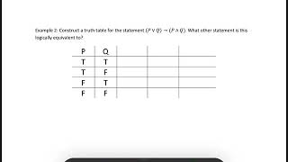 MATH 201: truth table example