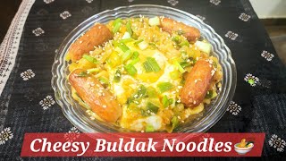 Cheesy Buldak Noodles🍜 #sundayspecial #breakfast #buldak #quickandeasy #eggdrop #trending #viral