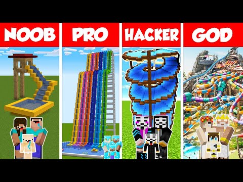 Download Minecraft FAMILY WATER PARK BUILD CHALLENGE - NOOB vs PRO vs HACKER vs GOD / Animation