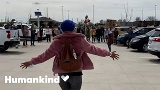 Cancer survivor surprised with parking lot party | Humankind