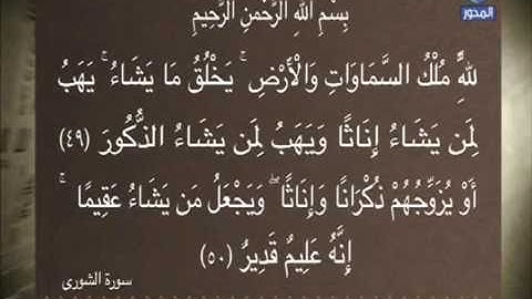 المسلمون يتساءلون | تلاوة الآيتين للشيخ / سالم عبد الجليل 49 و50 من سورة الشورى في حديثه عن الإنجاب