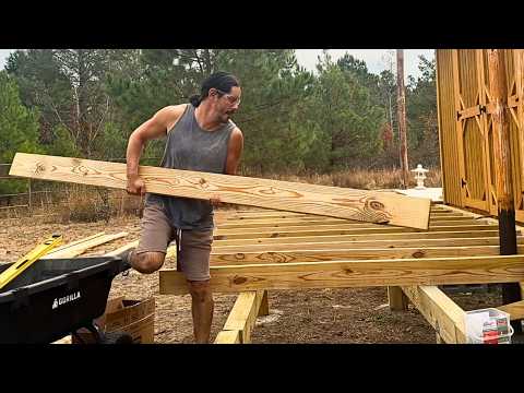 Building My Off Grid Home 100% Alone | Wrap Around Deck & Solar Power (ep 38)