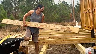 BUILDING MY OFF GRID HOME 100% ALONE | Wrap Around Deck & Solar Power (Ep 38)