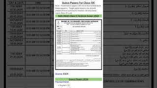 Class 9 Date Sheet 2024 |  #karachiboard #bsek  #class9th #datesheet2024