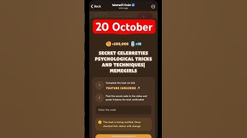 MemeFi YouTube video code today 20 October | MemeFi YouTube video secret code today | #crypto