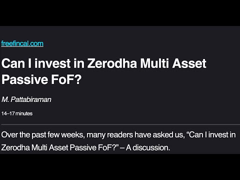 Can I invest in Zerodha Multi Asset Passive FoF?