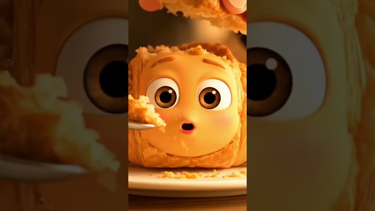 Flaky Croissant ASMR 🥐 | Pixar-Style Cutting & Feeding Animation 
