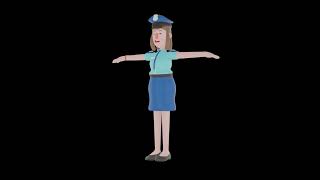 3D Cartoon Female Police Character Turntable | Stylized Policewoman Model