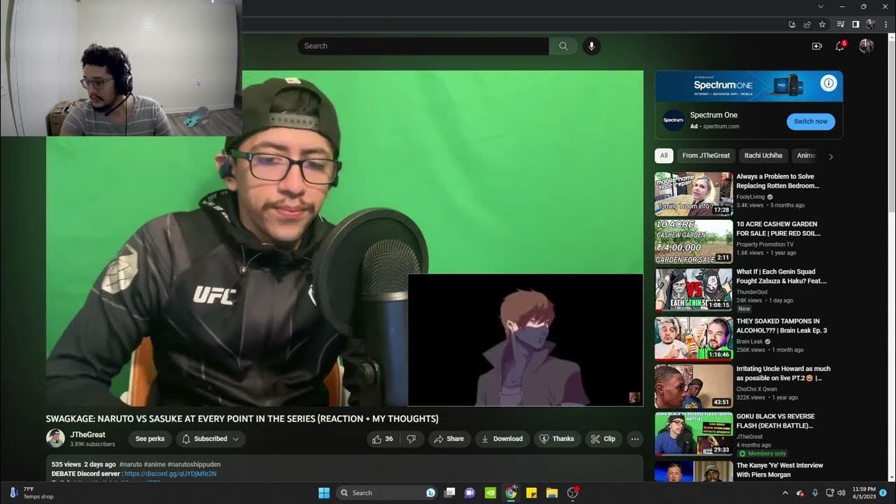 REACTING TO JTheGreat REACTION TO NARUTO VS SASUKE ALL FORMS! Part 1