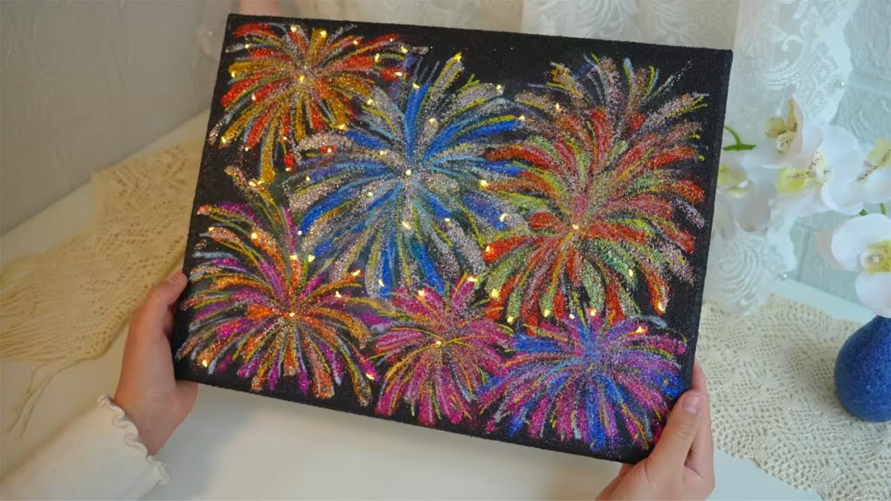 DIY Glowing Fireworks Art! 🎆 Perfect New Year's Eve Decor (Easy Tutorial)