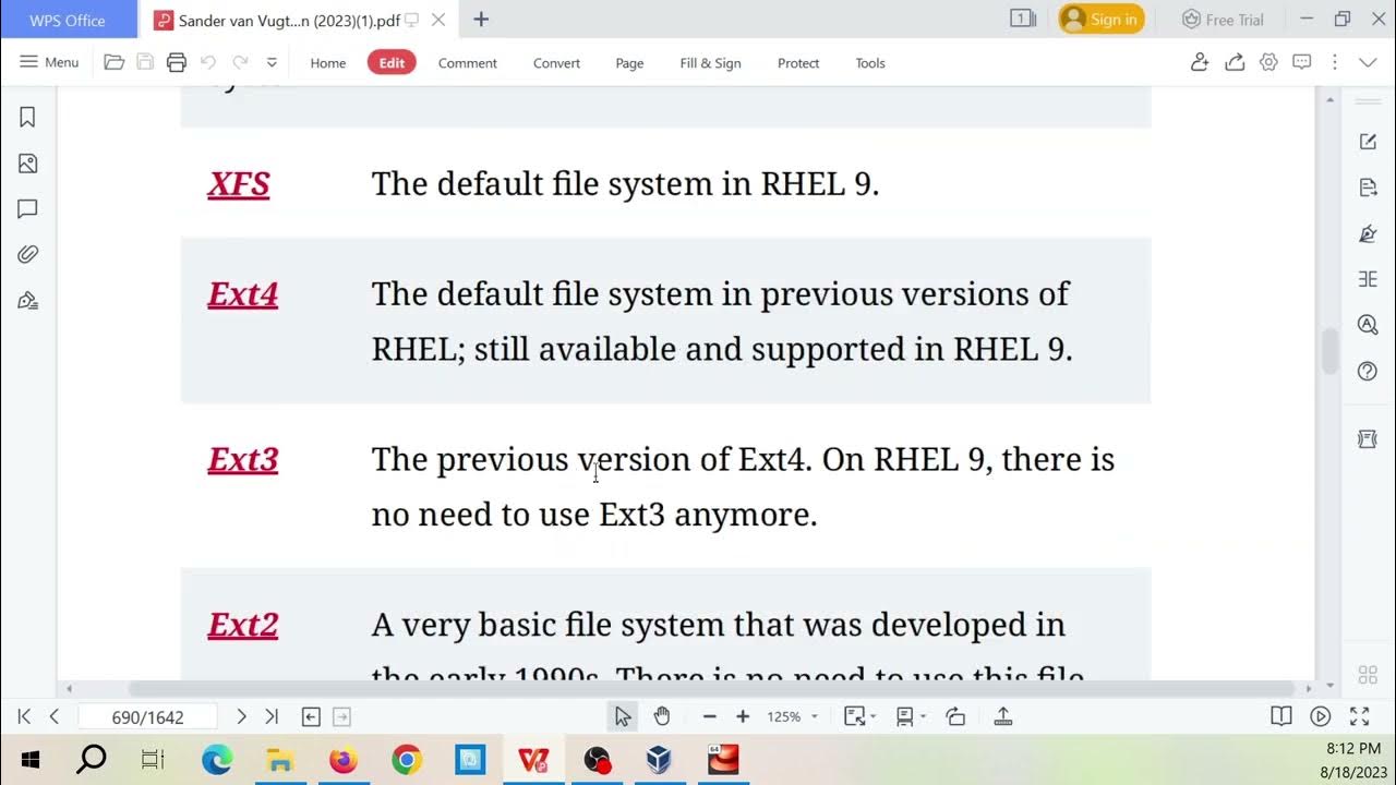 Redhat Linux 9 Các định dạng file system phổ biến như xfs, ext4, btrfs