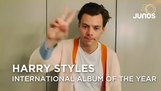 Harry styles accepts his award for international album of the year |
juno awards 2021