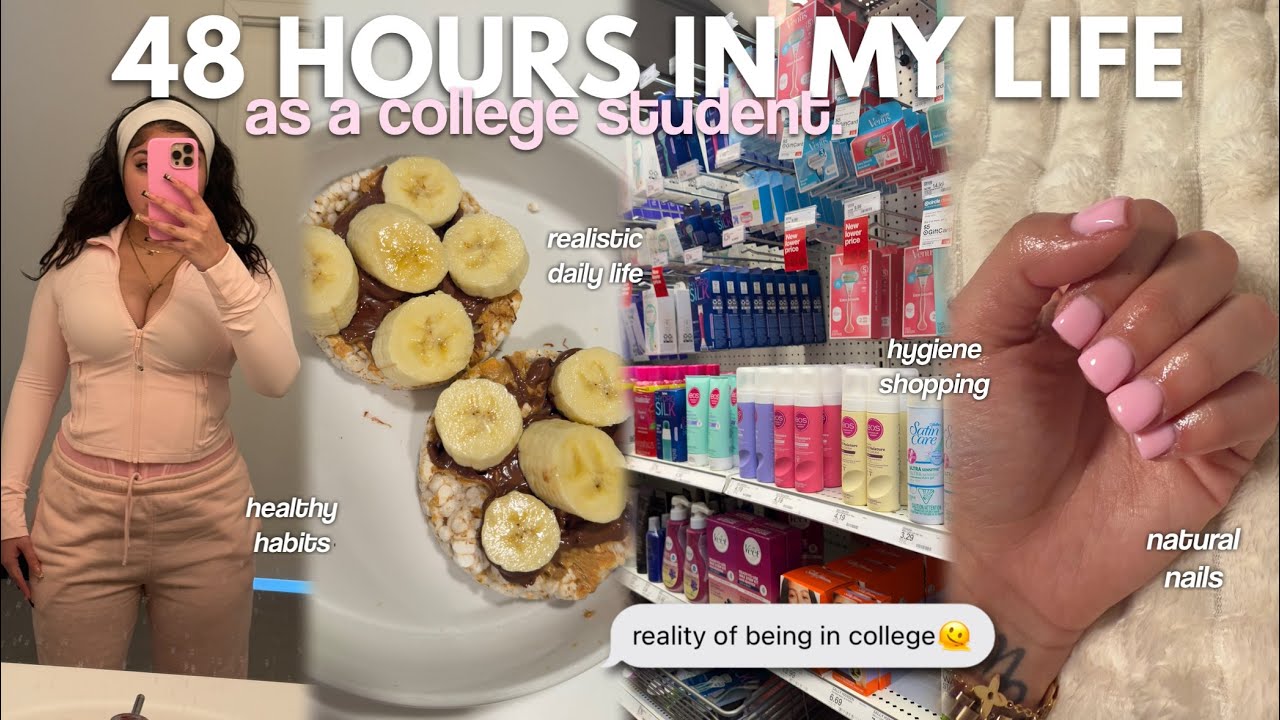 48 Hours in My Life as a College Student 🪷 | realistic daily routine, hygiene shopping, nails + more