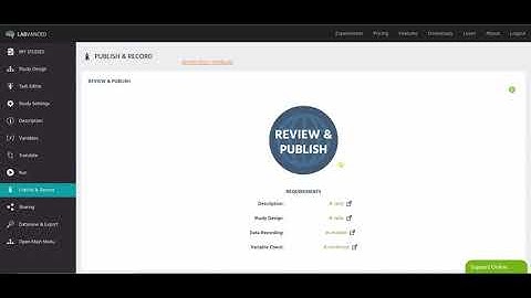 The Publish and Record Tab in Labvanced