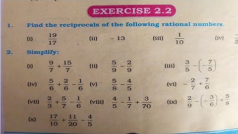 Mathematics for class 7 || Unit 2 Rational Numbers || Exercise 2.2 Question # 1 and 2 || Sindh text