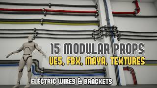 UE5 Modular Asset Pack: Electric Wires, Brackets - Ready to Use (UE5, FBX, Maya) (WoLD Patreon)