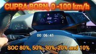 I tested 0 - 100 performance of Cupra Born in different SOC levels. Surprising results to me.