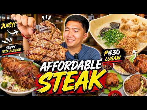 UNBELIEVABLE! ₱200 plus only Steak, Budbod Rice with Giant Crispy Pata & Overloaded Lugaw Feast!