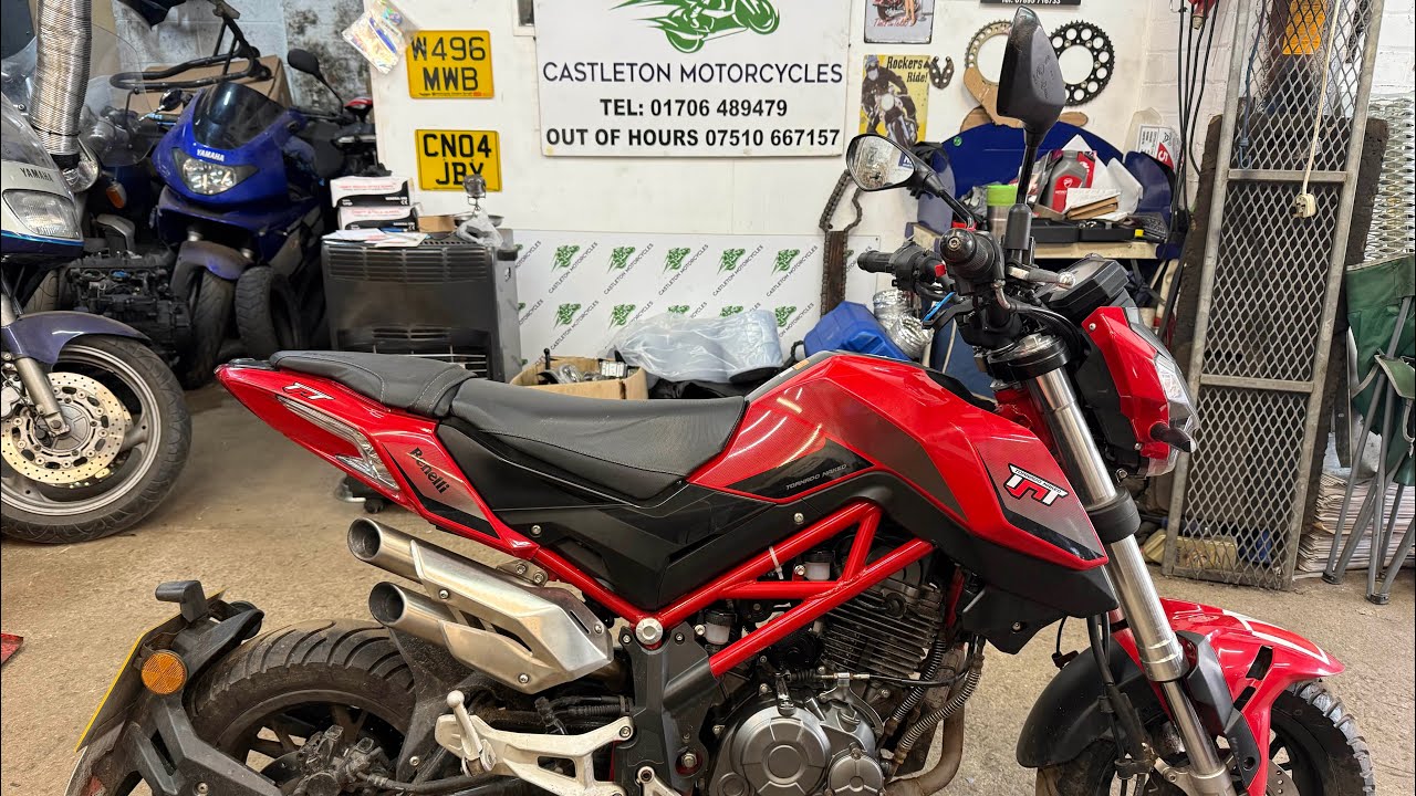 Benelli TNT 125 in for an engine swap.