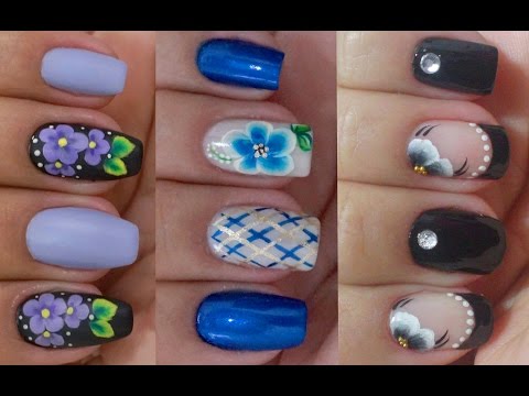 3 Unhas Decoradas com Flor Carga Dupla/One Stroke - Para se Inspirar