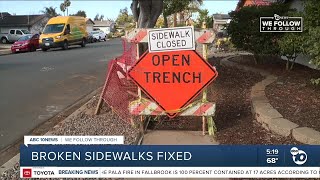 Sidewalks in San Diego's Clairemont community were fixed just one day after Team 10 investigation