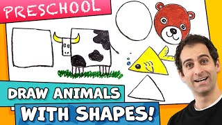 How to Draw ANIMALS with SHAPES – Kids Drawing Lesson (Preschool)